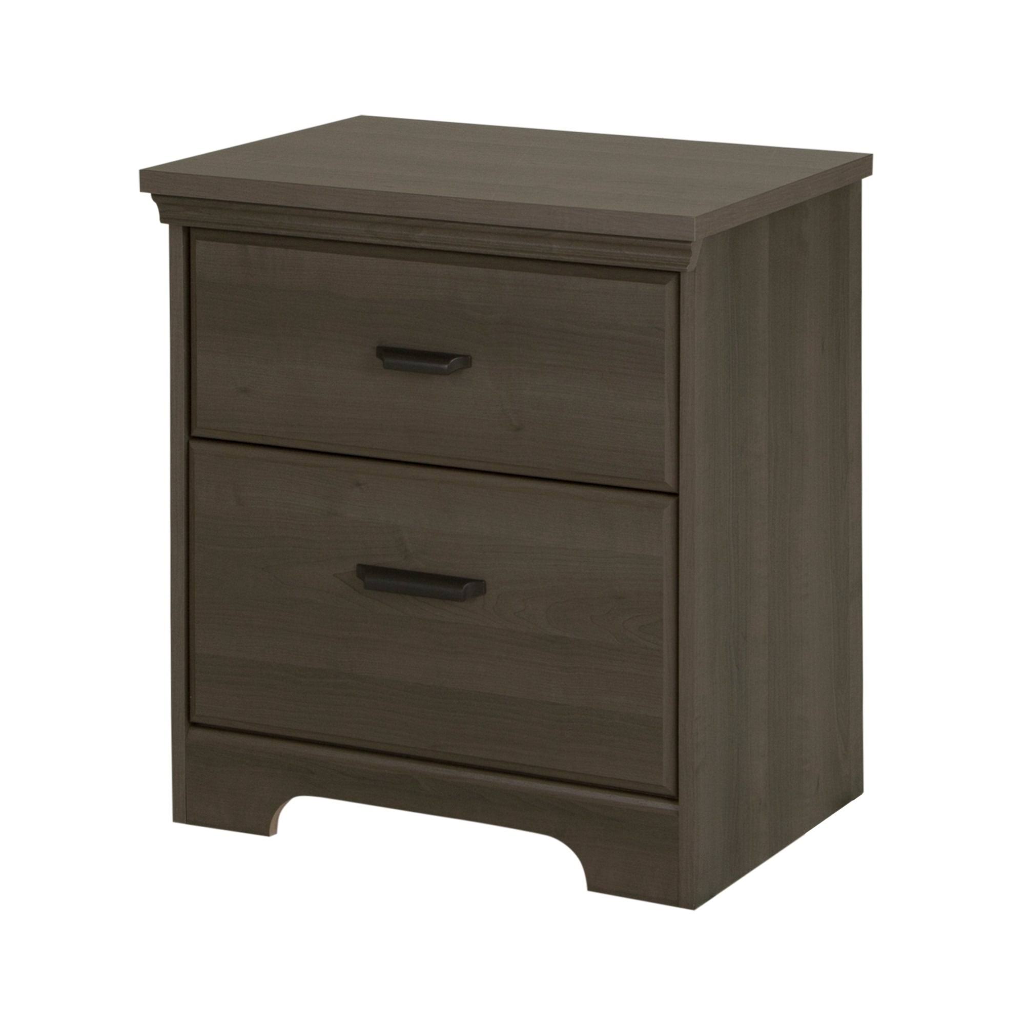 South Shore Versa 2-Drawer Nightstand, Rubbed Black