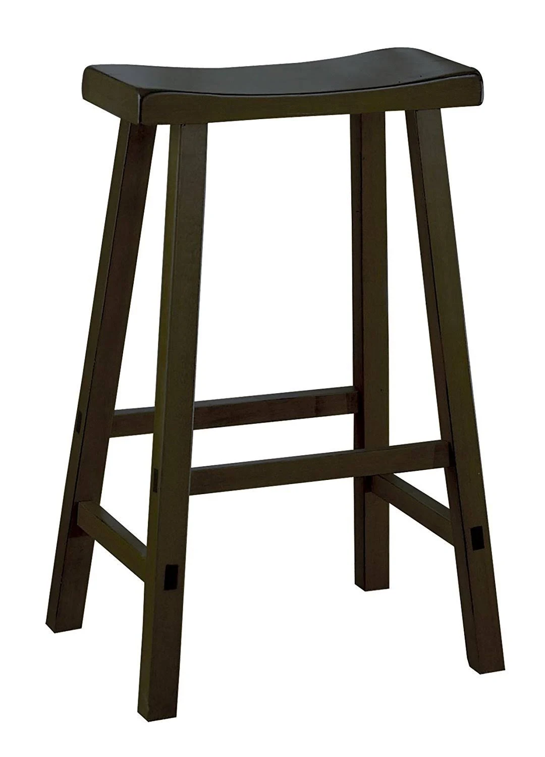 Wooden 29x22 Counter Height Stool with Saddle Seat Black Set of 2