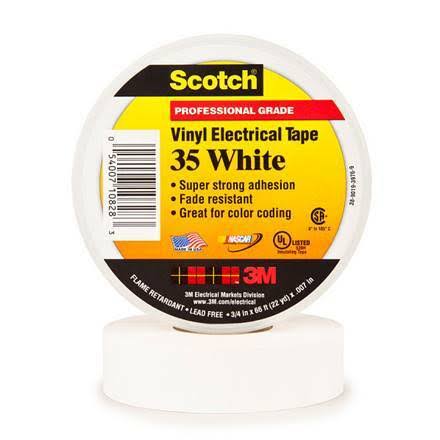 3M 35 Electrical Tape White 3/4x22 x 66& Roll (10 Pack)