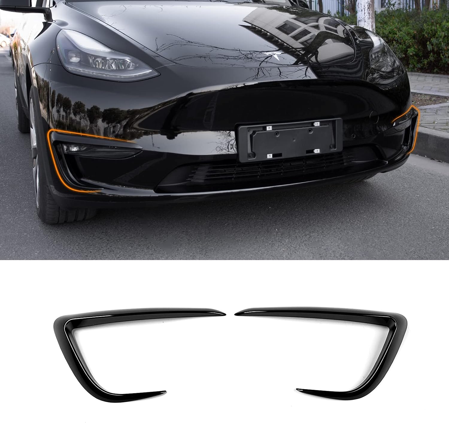 Fit Tesla Model Y Fog Light Trim Spoiler Front Fog Light Cover Eyebrow Covers For Tesla Model Y Accessories 2020 2021 2022(Matte Black) Pack of 2