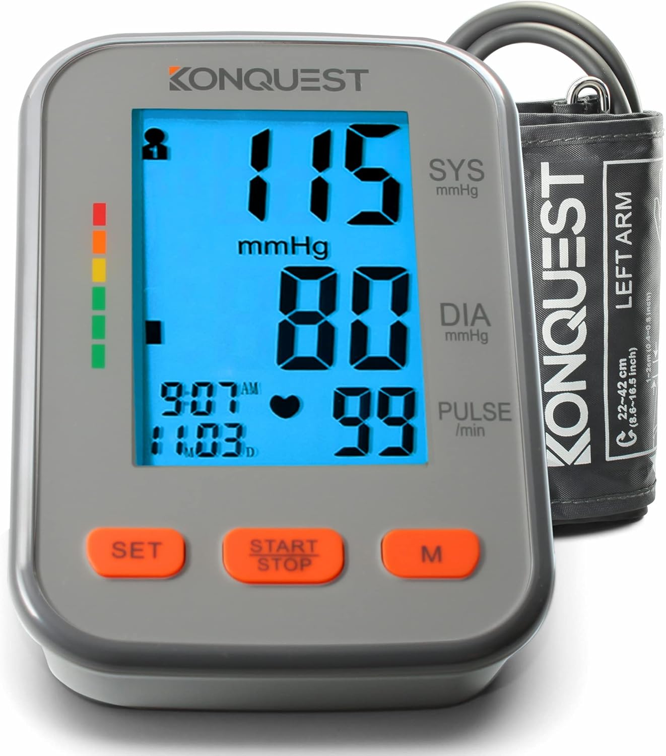 Konquest KBP-2704A Automatic Upper Arm Blood Pressure Monitor - Adjustable Cuff - Large Backlit Display - Irregular Heartbeat & Hypertension Detector - Tensiometro Digital Pack of 2