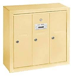 Salsbury Industries 3503SSU Vertical Mailbox - 3 Doors - Sandstone - Surface Mounted - USPS Access