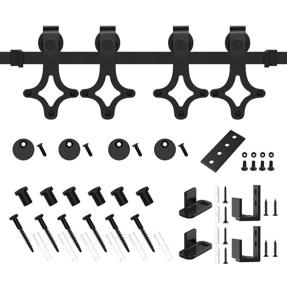 Super Mini Rhombic Shape Sliding Standard Double Barn Door Hardware Kit winsoon Track Length: 96 in. GCM4808