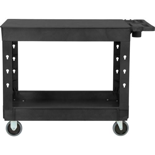 Industrial Service u0026 Utility Cart, Plastic 2 Flat Black Shelf, 44 x 25-1/2, 5 inch Rubber Casters