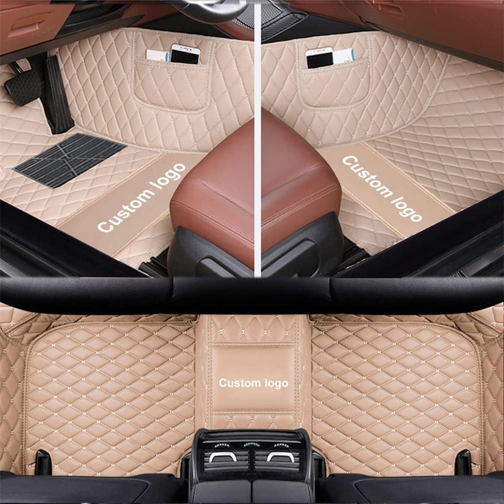 Yajomi Custom Car Floor Mat Cover The Door Sills for 95% of SUV Truck Sedan Coupe, PU Leather Automotive Floor Liners All Weather Floor Carpet Threshold Protection with Personal Design (Black & Red)