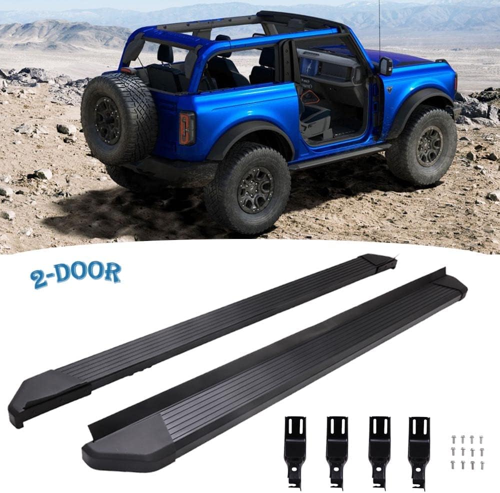 SNIXWOO Running Boards Fit for Ford Bronco 2-Door 2Door 2021 2022 All Black Customized Side Steps Nerf Bar Side Bar