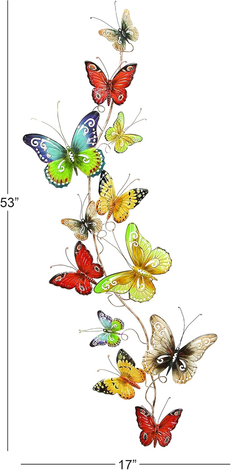 Deco 79 Metal Butterfly Decor, 39-Inch by 10-Inch Pack of 2