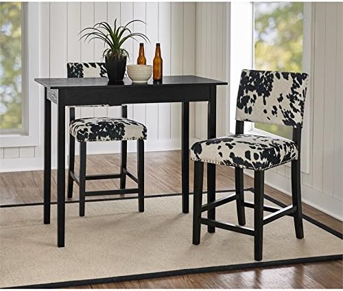 Riverbay Furniture Cow Print Counter Stool in Black