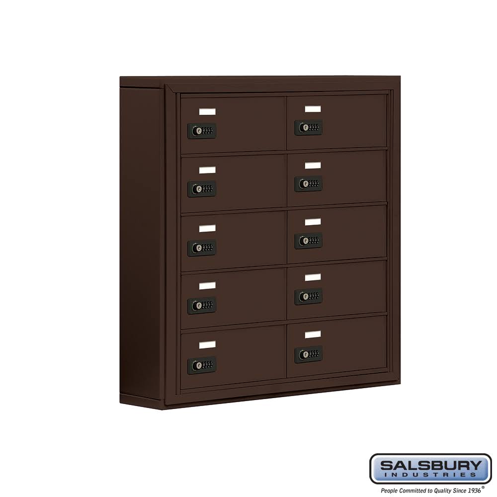 Salsbury 19055-10ZSC 5 in. Cell Phone Storage Locker - 5 Door High Unit - 10 B Doors - Bronze - Surface Mounted - Resettable Com