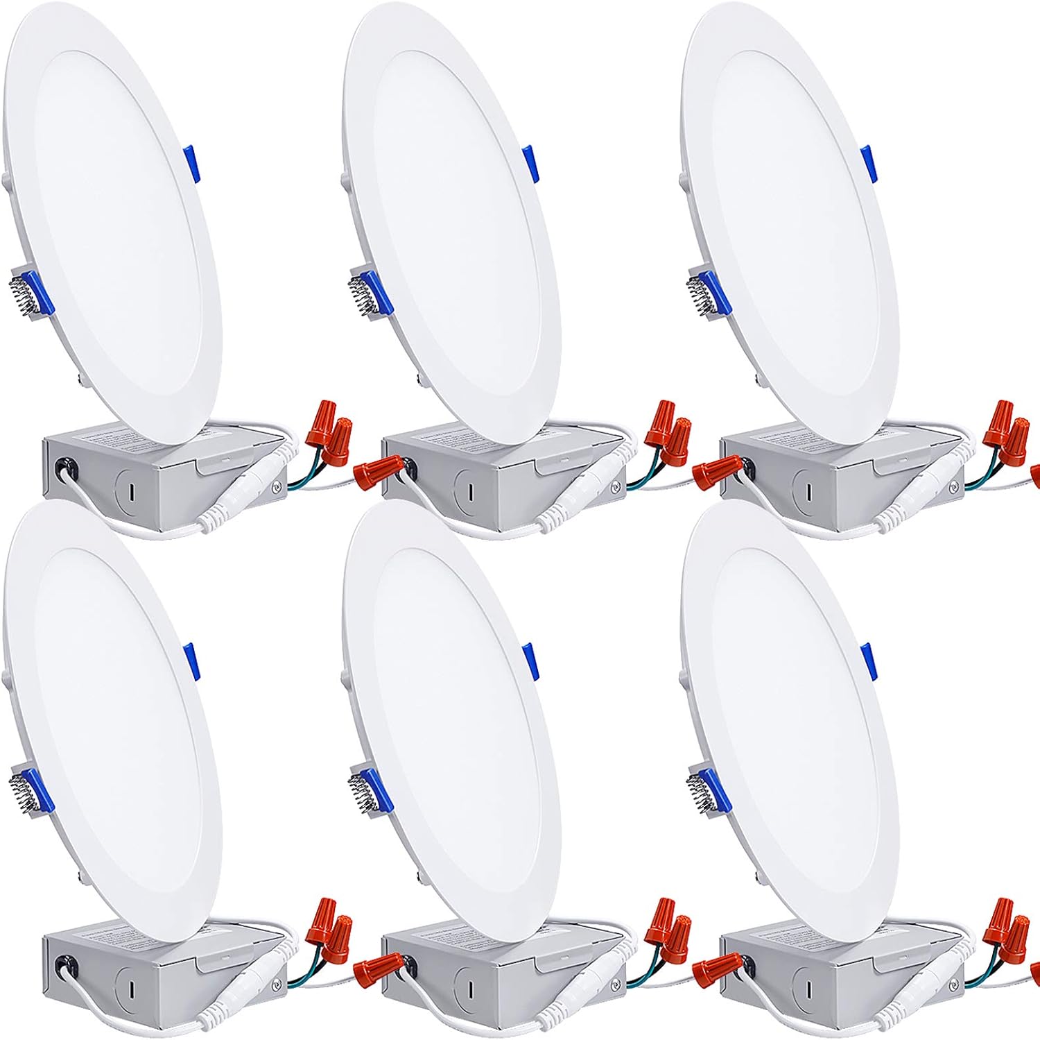 TORCHSTAR Basic Series 18W 8 Inch LED Recessed Lighting with Junction Box, 5000K Daylight, 5%-100% Dimmable, ETL and Energy Star Certified, Pack of 6