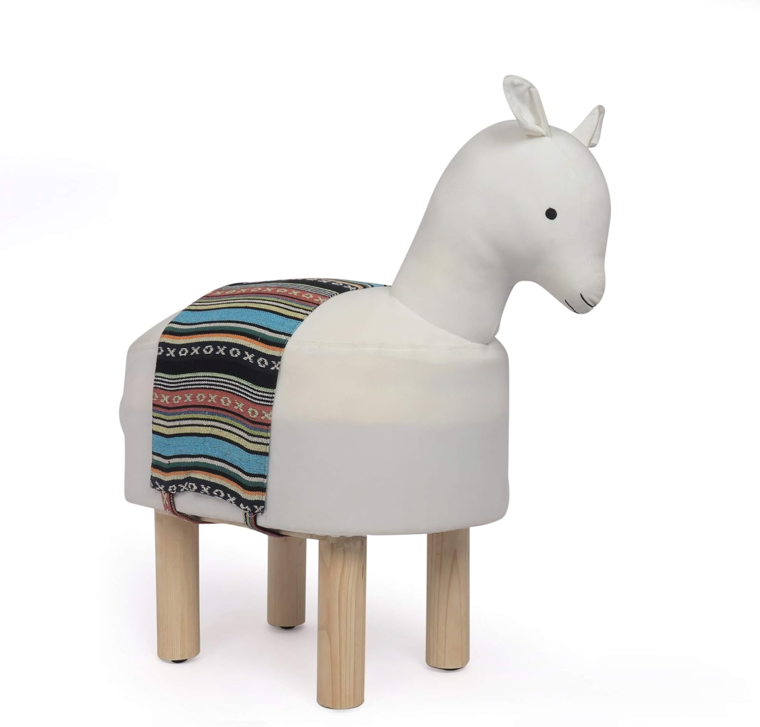 Christopher Knight Home Isabel Handcrafted Contemporary Kids Llama Ottoman, White and Multi-Colored Pack of 2