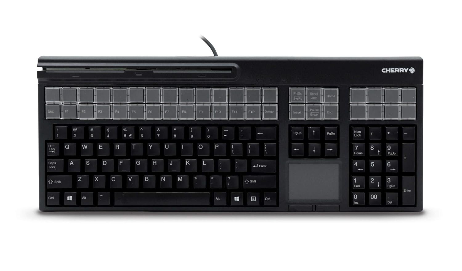 Cherry G86-71411 LPOS Keyboard - MSR - Spill Resistant - USB - Wired - Black - US 131 Key Layout (G86-71410)
