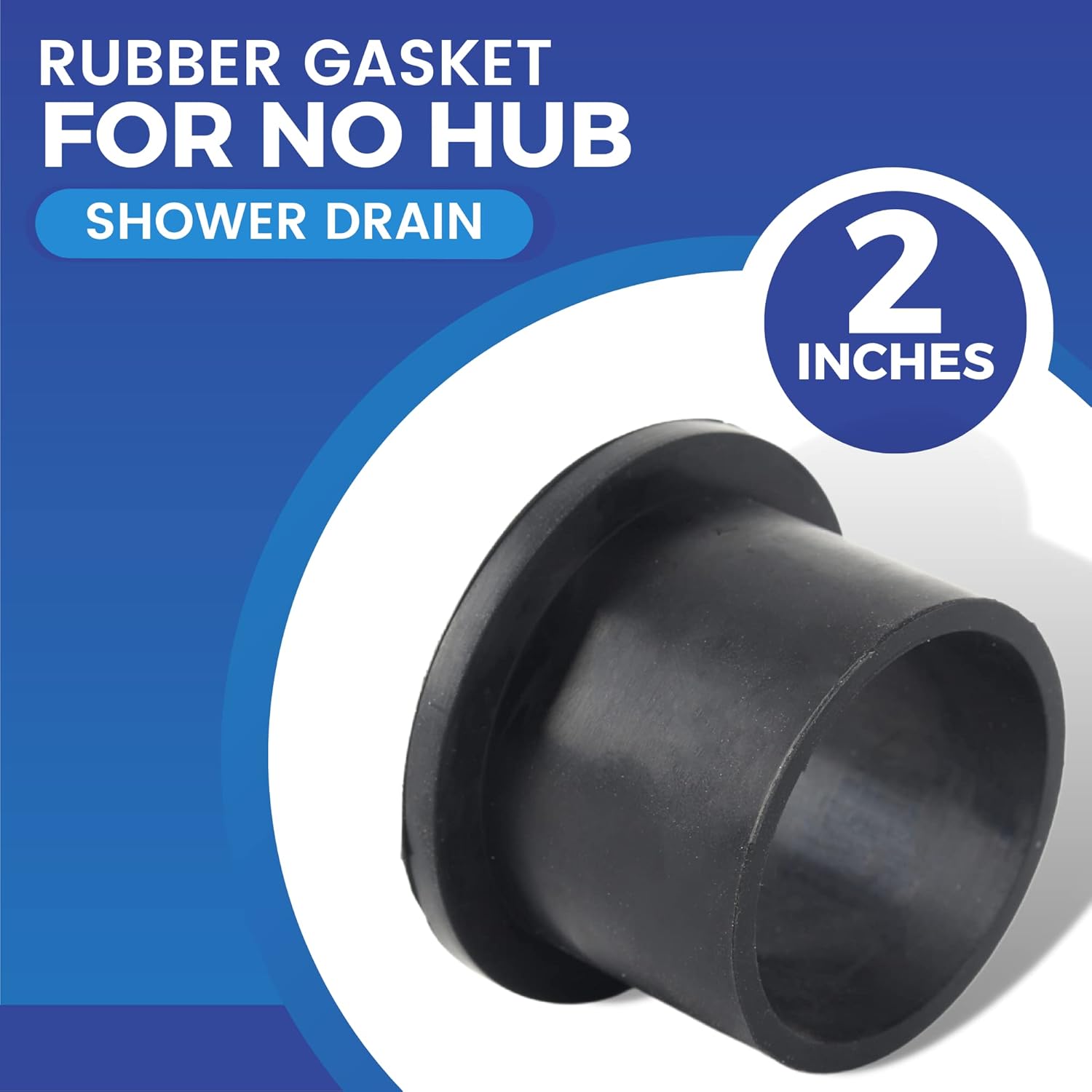 (2-Pack) TonGass 2&rdquo; Rubber Gasket for No Hub Shower Drains - EPDM Rubber Seals for 2&rdquo; No Hubs - Compatible with ACO, Infinity, Luxe, and Other 2&rdquo; Outlet Linear Drains - Durable Drain Base Seals