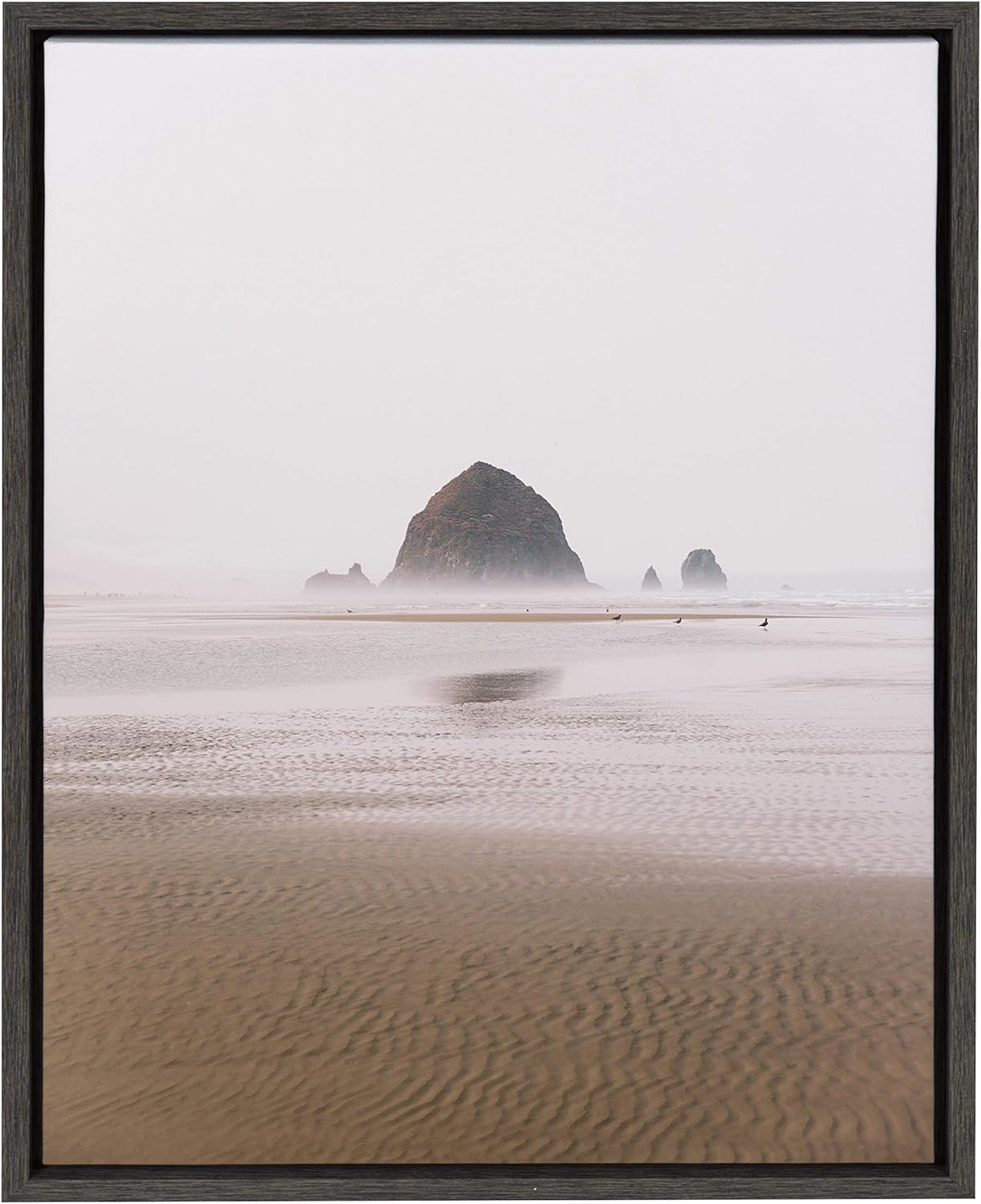 Kate and Laurel Sylvie Oregon Coastal Scene Photo Art Framed Canvas Wall Decor, Dark Gray 18 x 24 Pack of 2