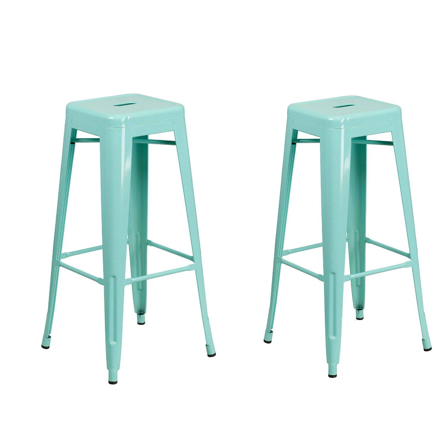Flash Furniture 30'' High Backless Mint Green Indoor-Outdoor Barstool - 2 Pack