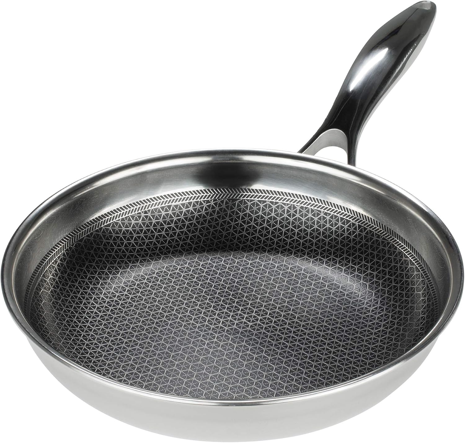 Black Cube Hybrid Stainless Steel Frying Pan with Nonstick Coating, Oven-Safe Cookware, 11 Inches