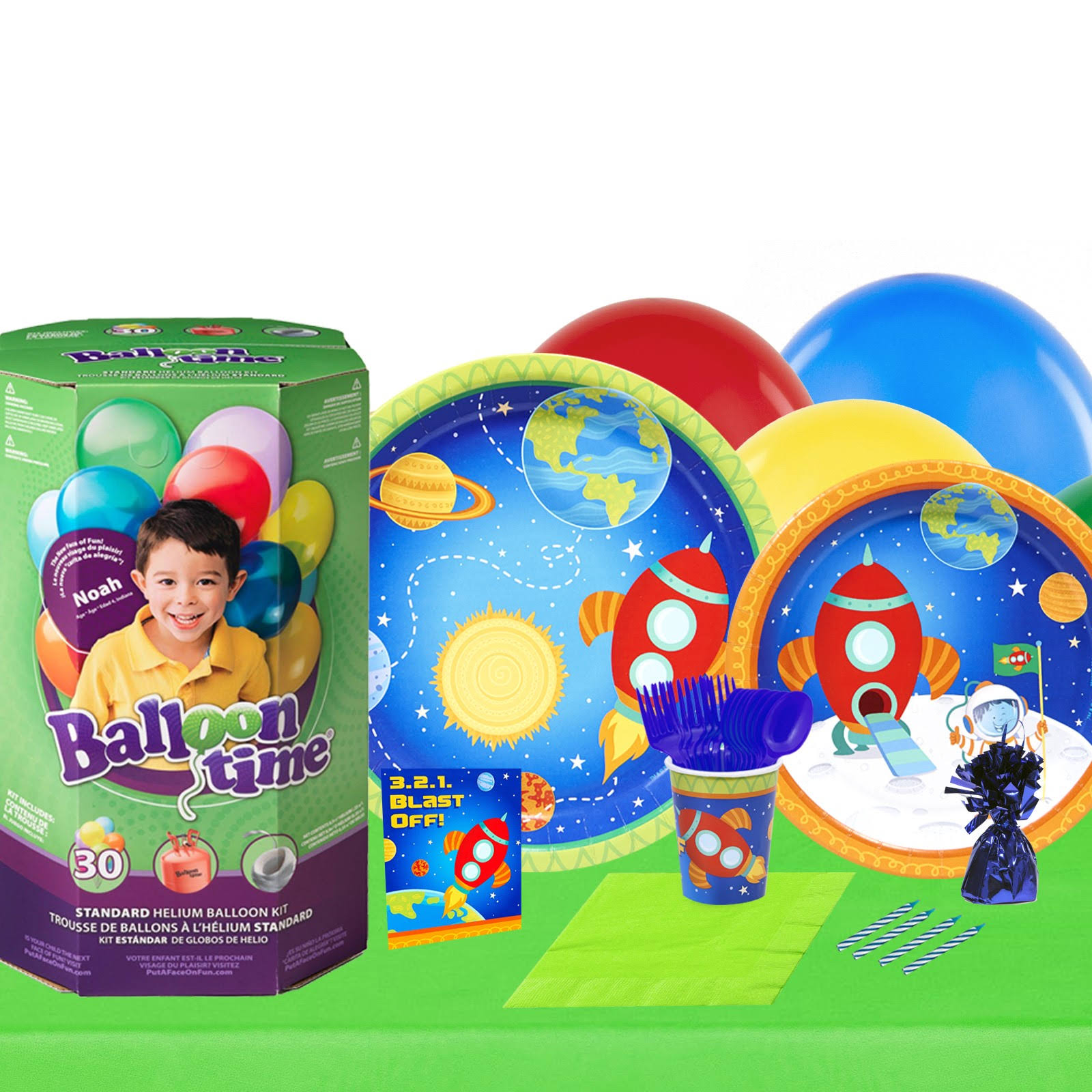 Rocket to Space 16 Guest Party Pack and Helium Kit