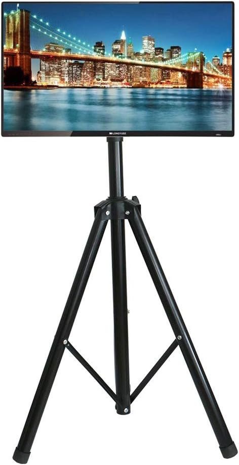 YWSHF Black Tripod TV Display Portable Floor Stand Height Adjustable Mount for 32