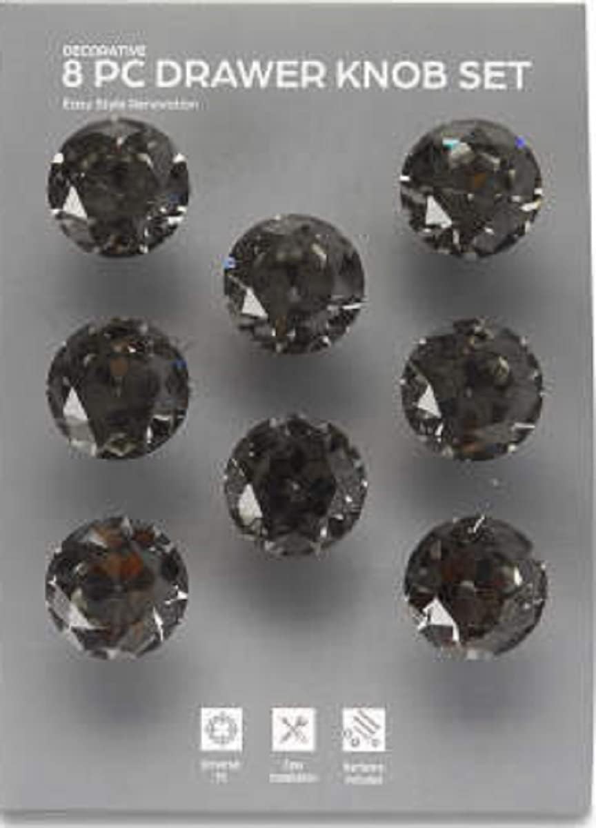 Gray Half-Round 8-Piece Crystal Drawer & Cabinet Knob Set Pack of 2