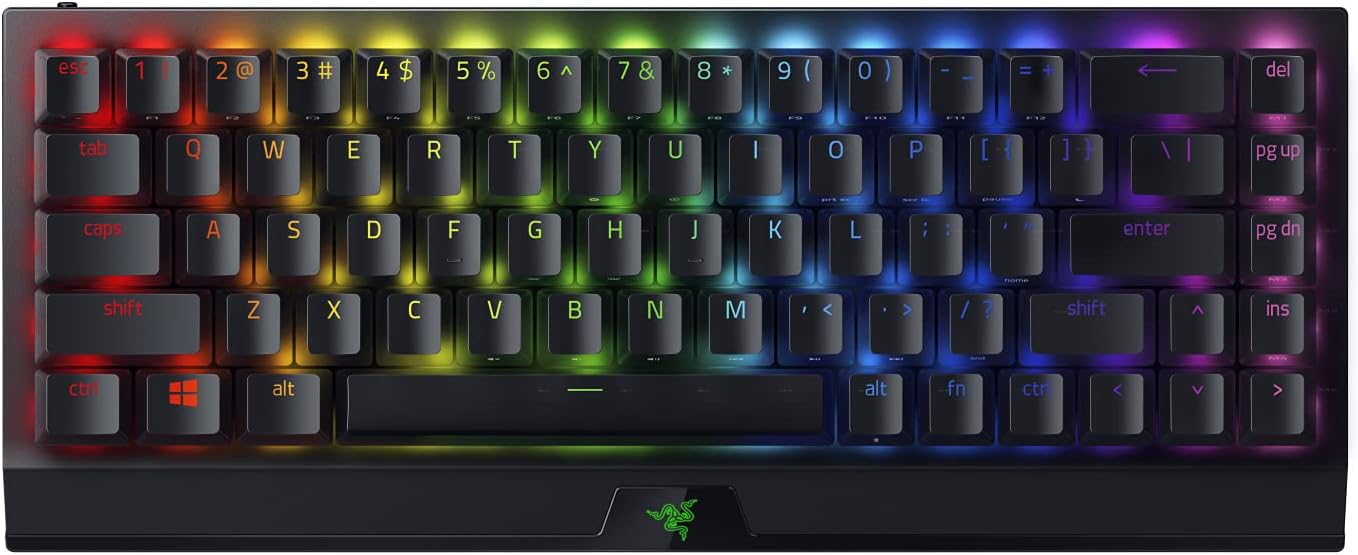 Razer BlackWidow V3 Mini HyperSpeed 65% Wireless Mechanical Gaming Keyboard: HyperSpeed Wireless Technology -Yellow Mechanical Switches- Linear & Silent - Phantom Pudding Keycaps - 200Hrs Battery Life