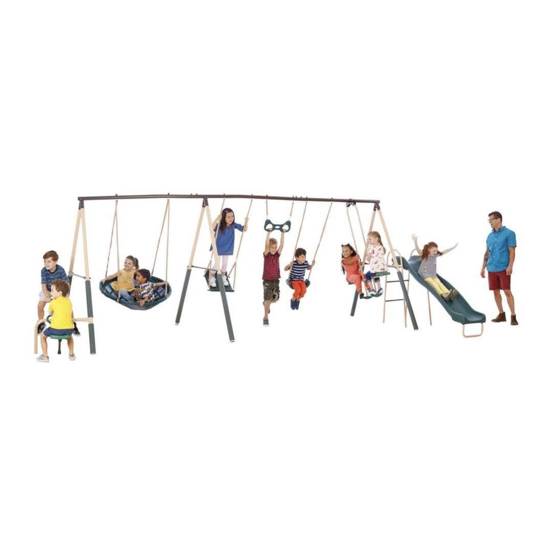 XDP Recreation Deerfield 10 Child Capacity Swing Playground u0026 Ground Anchor Kit