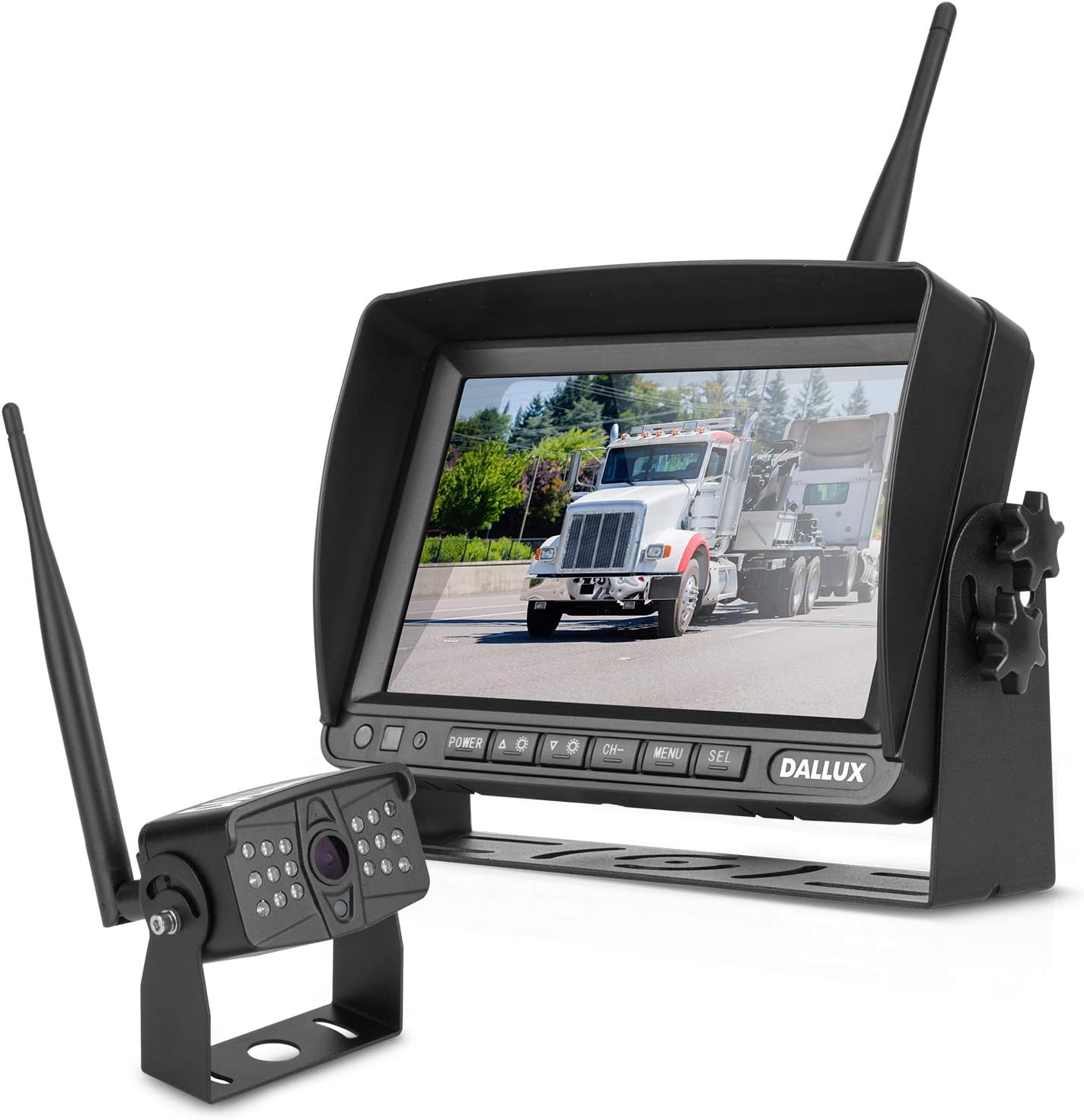 DALLUX Digital Wireless Backup Camera,7 inch DVR Monitor for Heavy Vehicle/5th Wheel Pickup/Truck/Trailer/Bus/Van/RV Camper/Agriculture with 1080P Stable Signal IP69K Reverse Rearview/Front Camera