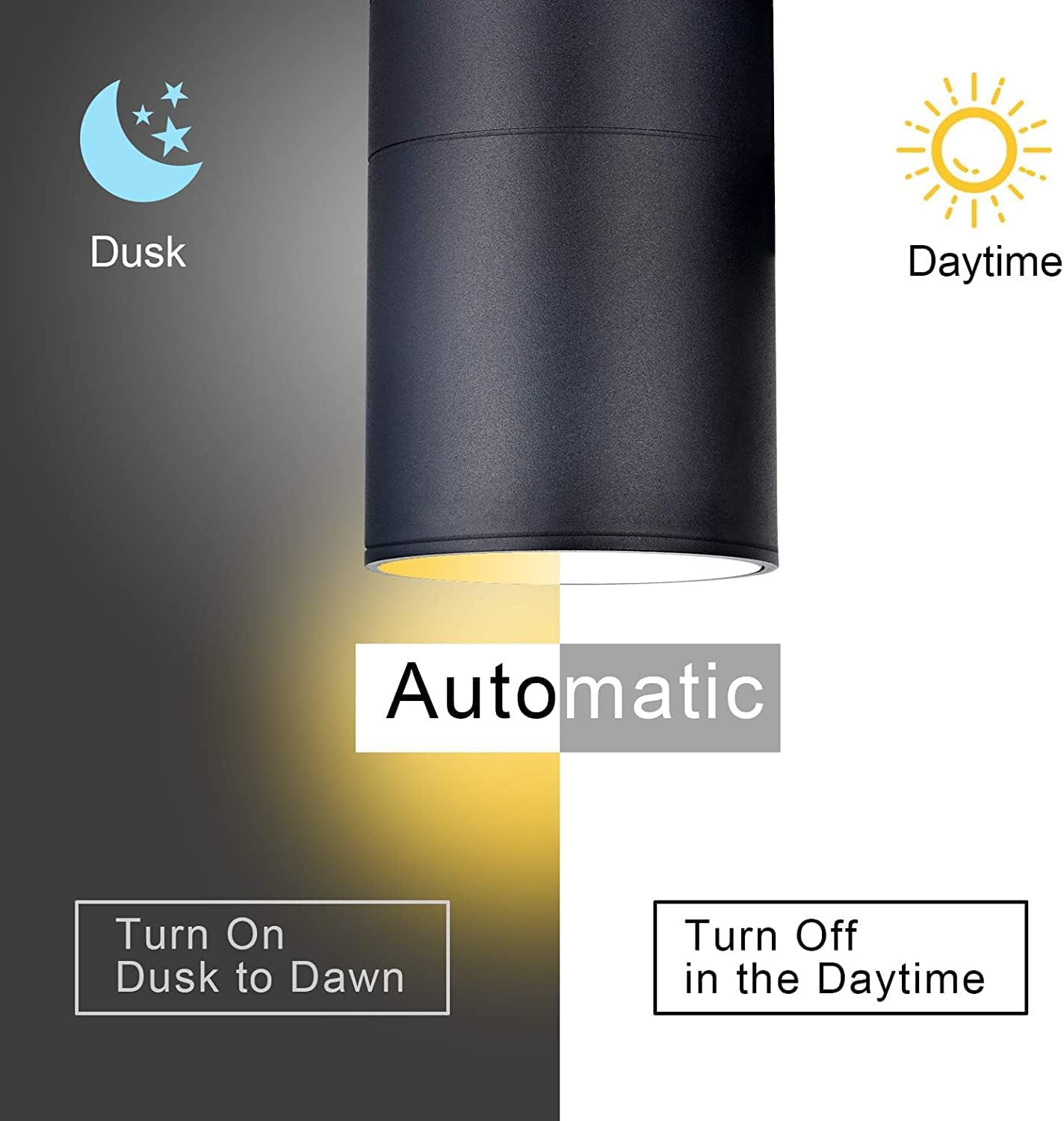 Outdoor Wall Light,Bling Dusk to Dawn Exterior Lighting with Sensor - ETL Listed,Aluminum Waterproof Wall Mount Cylinder Design - Up Down Light Fixture for Porch, Backyard and Patio (2 Pack)