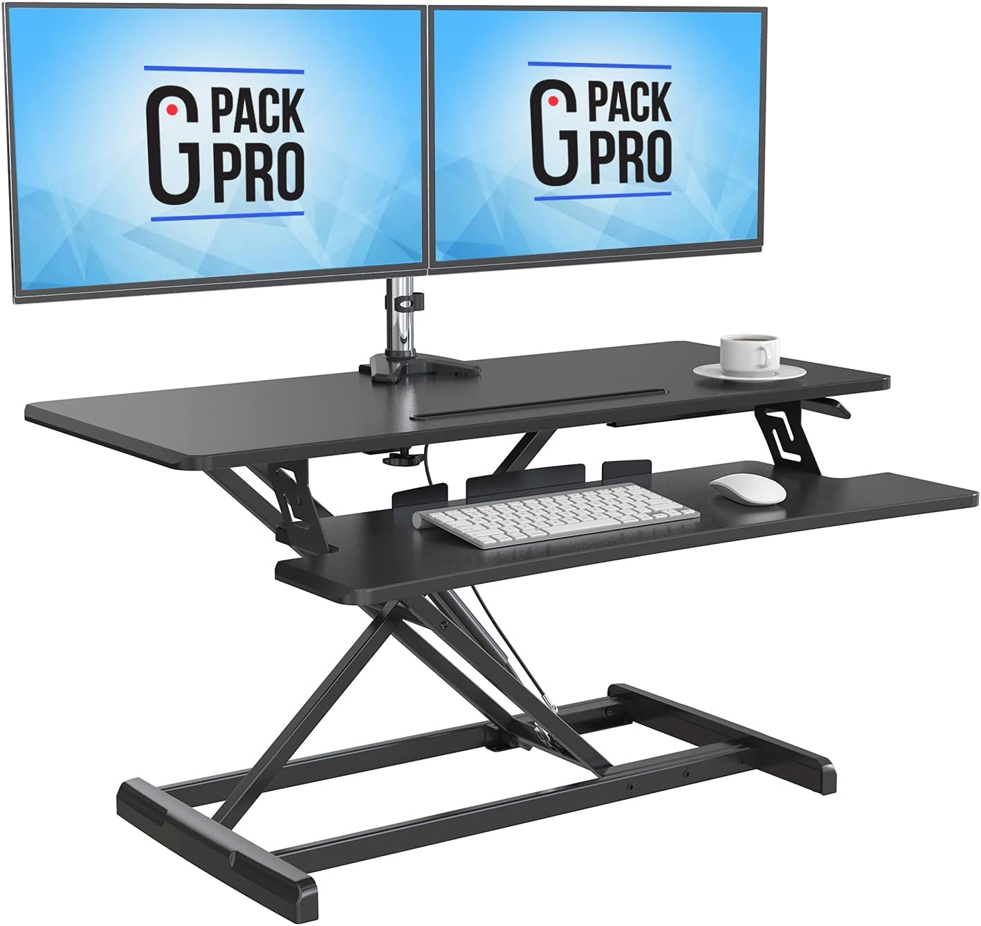 G-PACK PRO Standing Desk Converter - Height Adjustable Sit Stand Desk Riser up to 20.5