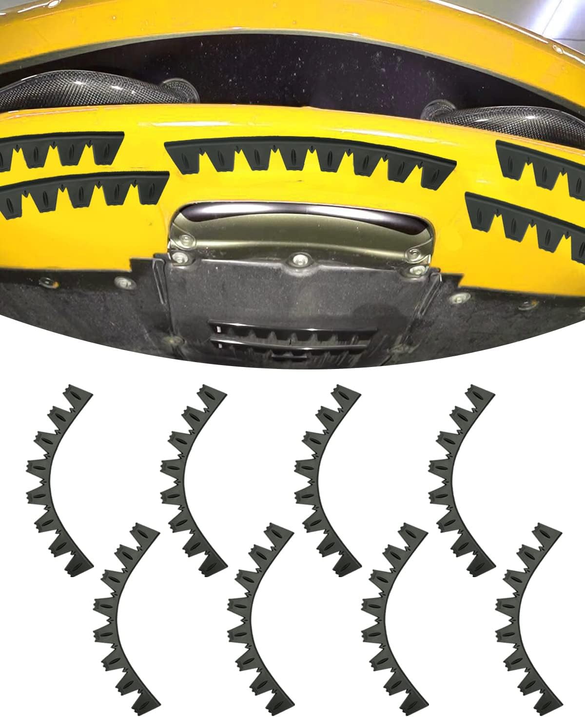 8Pieces Universal Front Bumper Scrape Guard Skid Plate for Lowered Cars Carbon Fiber Splitters and Aftermarket Bumper Lips Anti Scratch Bumper Protector Kit Black