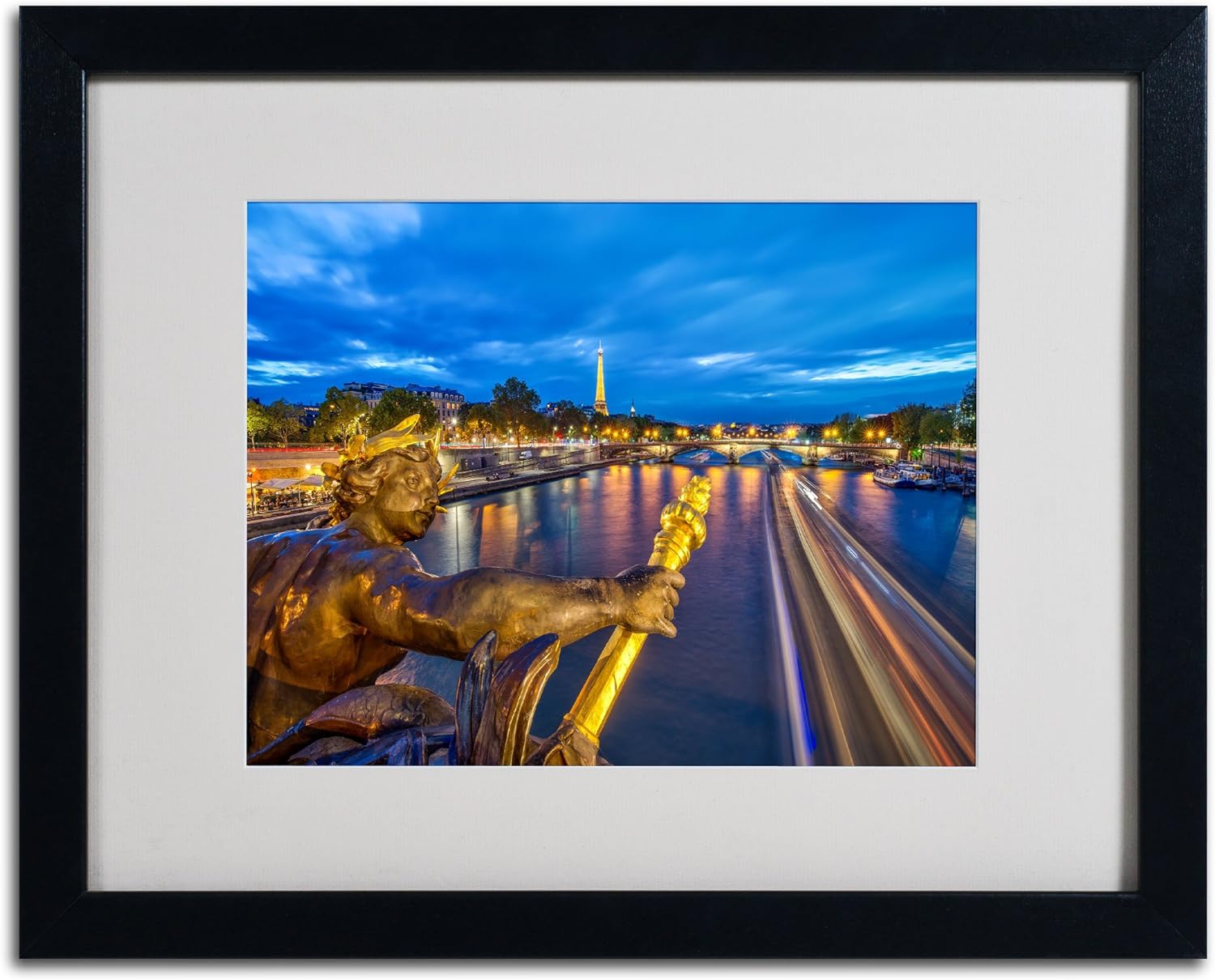 Alexander Bridge Paris Artwork by Mathieu Rivrin, 16 by 20-Inch, Black Frame Pack of 2