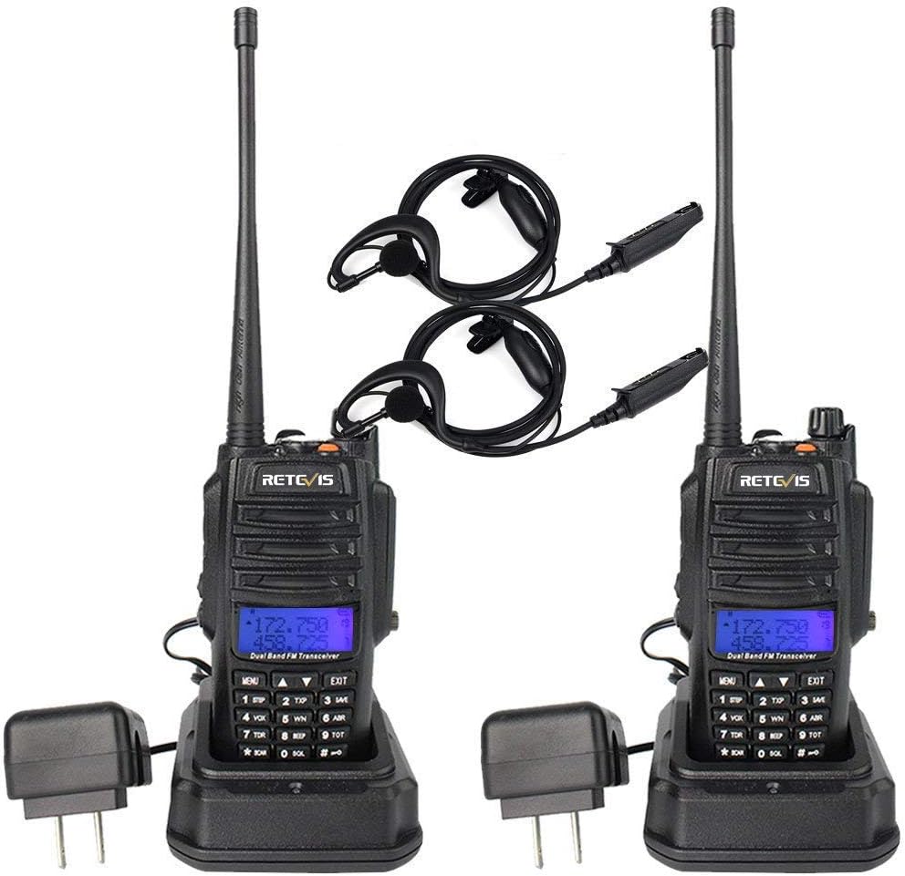 Retevis RT6 Waterproof Dual Band Radio,Walkie Talkies Long Range,Flashlight,VOX,Rechargeable 2 Way Radio with Earpiece for Camping (2 Pack) Pack of 2