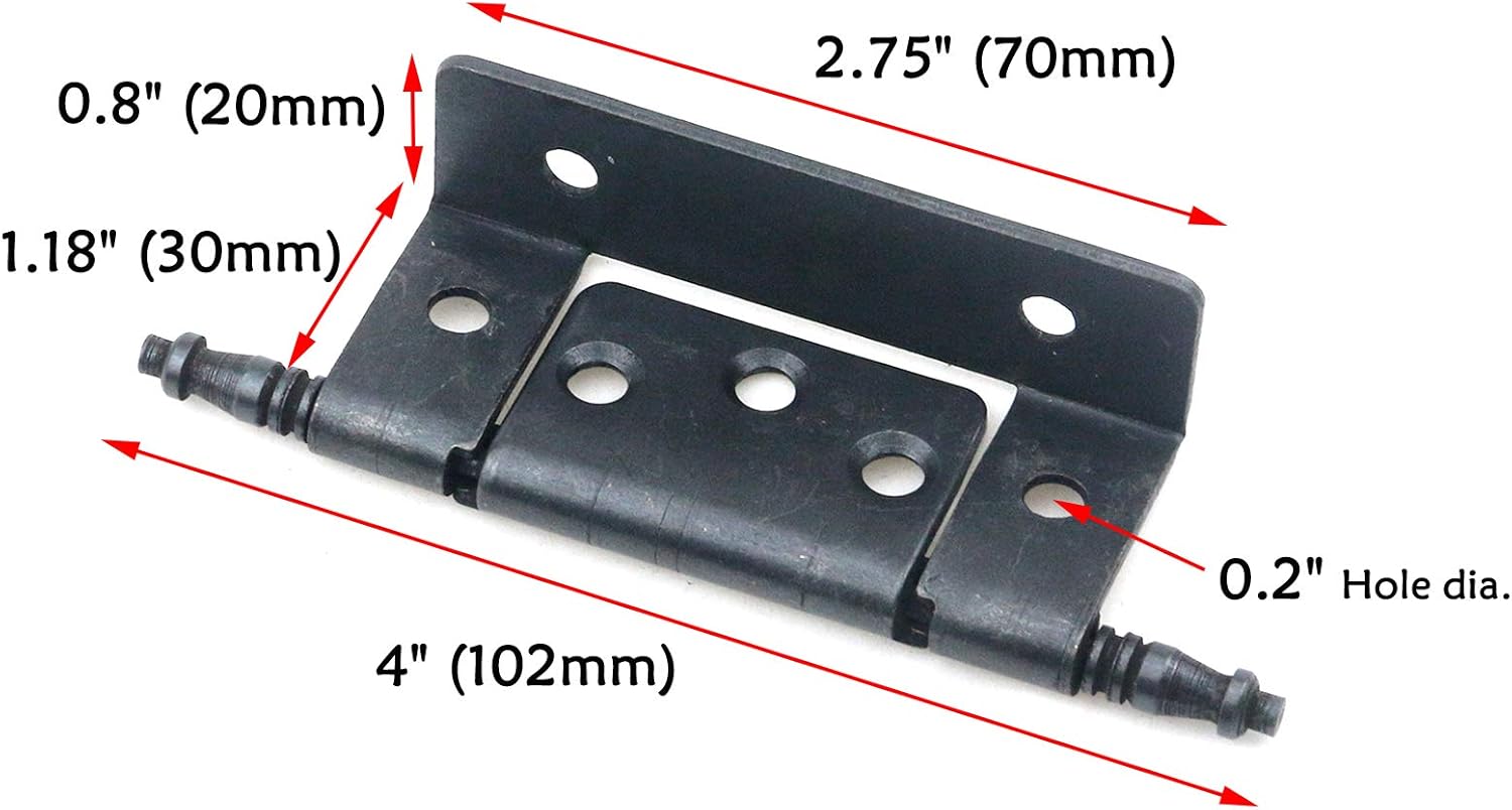 Antrader 2.75 Inch Full Inset Partial Wrap Long Axis Hinge Black Vintage Cabinet Furniture Hinge 2-Pack