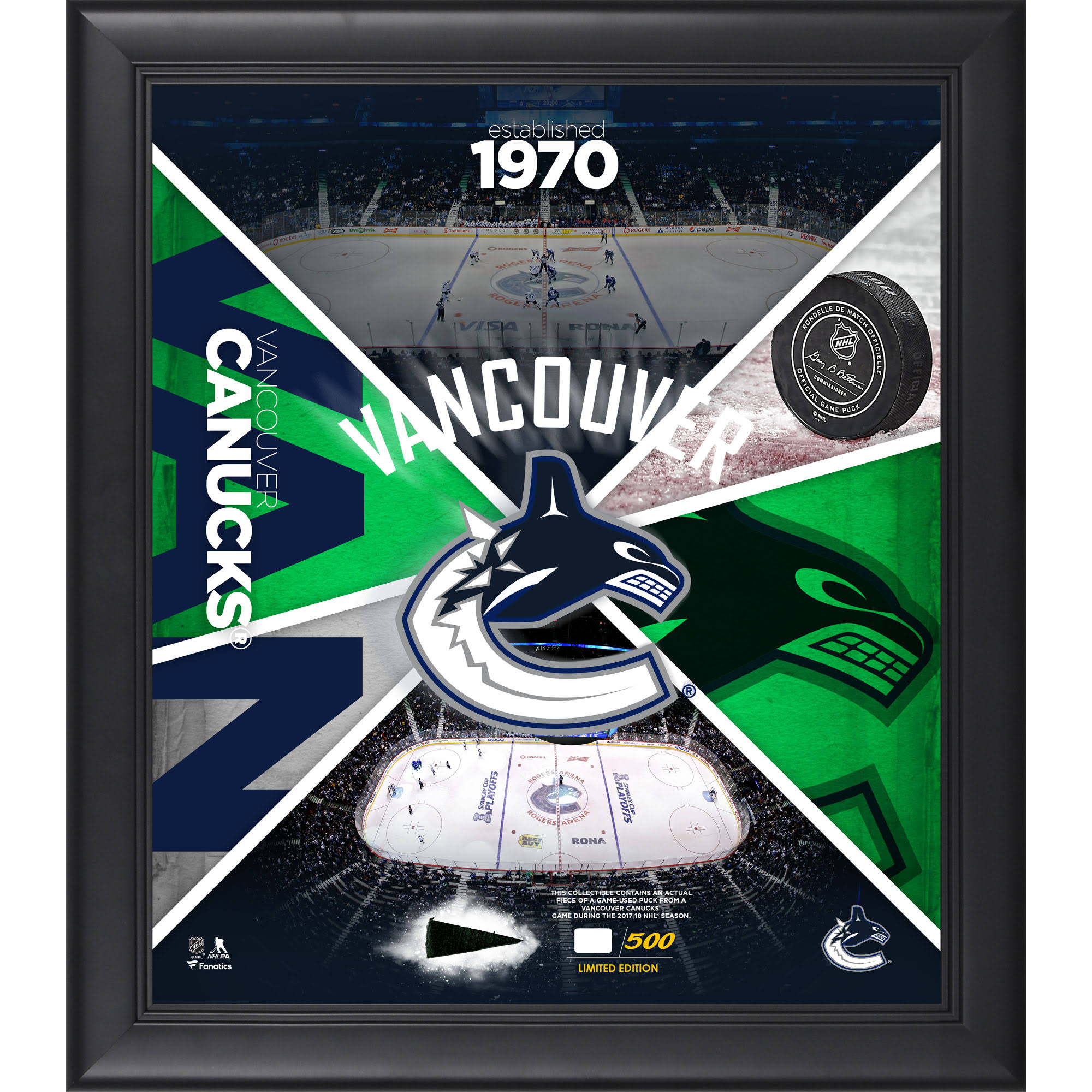 Fanatics Authentic Vancouver Canucks Framed 15x22 x 17x22 Team Impact Collage with A Piece of Game-Used Puck - Limited Edition 5