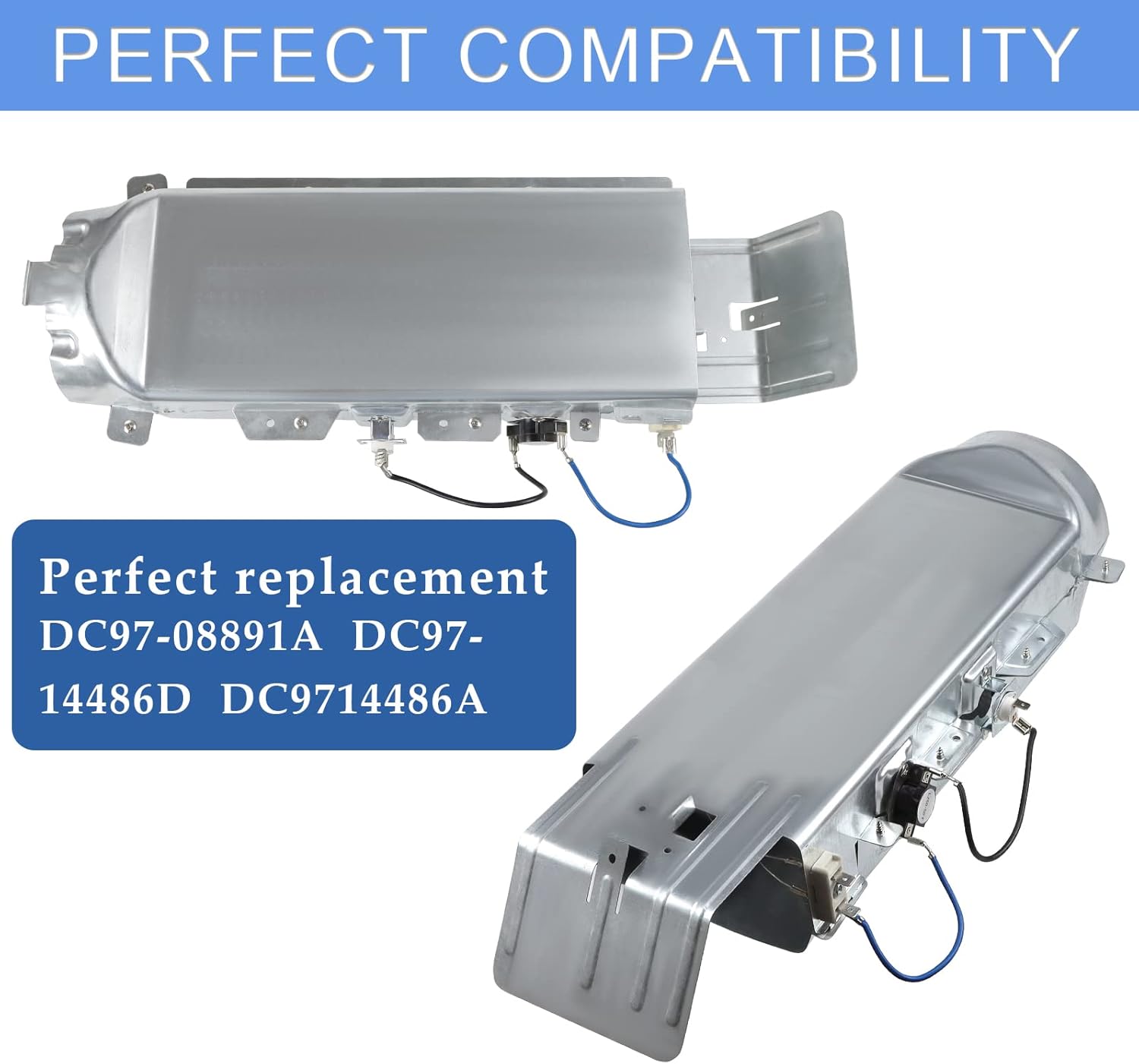 LUXRILIX DC97-14486A Heating Element Assembly Contains DC96-00887A Thermal Fuse &DC47-00018A Thermostat and DC47-00019A Heating Element for SAM.SUNG Ken.more Dryer Pack of 2