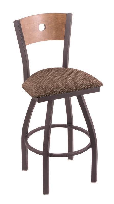 Holland Bar Stool XL 830 Voltaire Pewter Swivel Stool with Medium Maple Back and 30x22 Axis Willow Seat