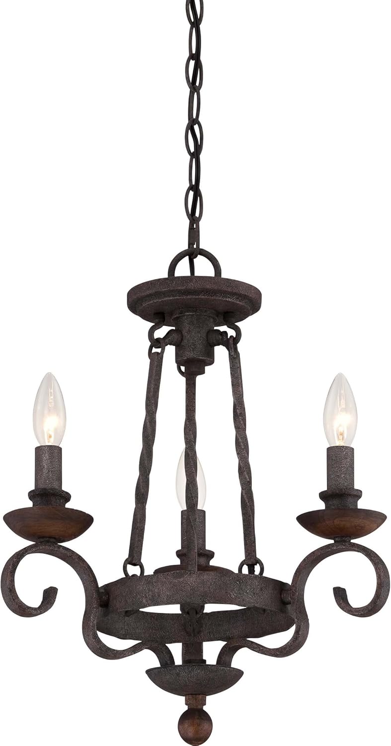 Quoizel NBE5303RK Noble European Chandelier, 3-Light, 180 Watts, Rustic Black (19