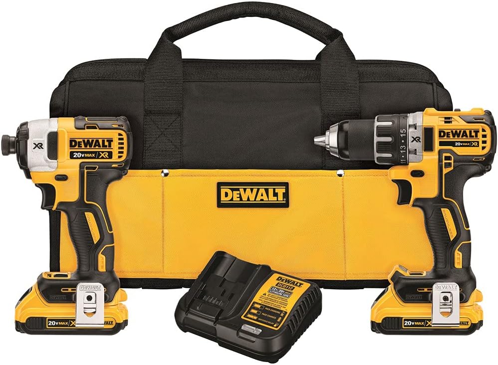 DEWALT 20V Max Cordless Drill Combo Kit, 2-Tool (DCK240C2),Yellow/Black Drill Driver/Impact Combo Kit