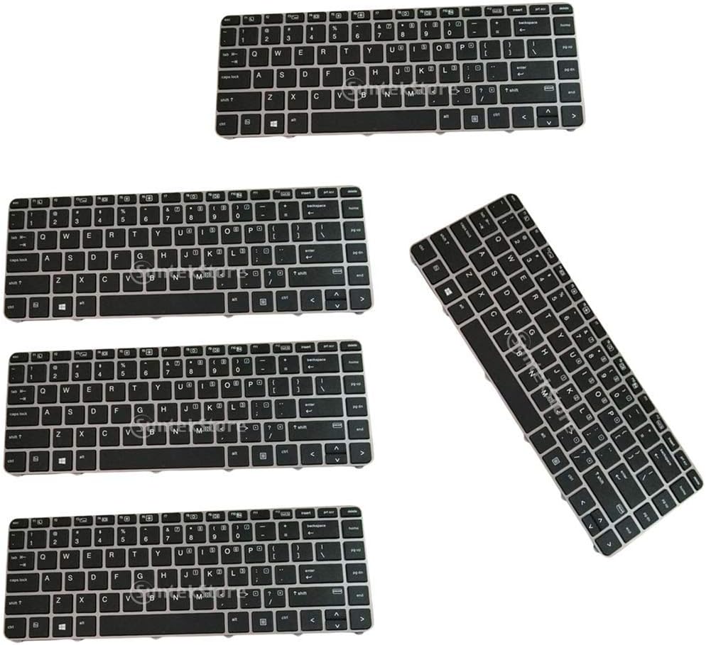 ZGQA-GQA Notebook Parts 5 Pieces Laptop Keyboard Replacement Parts US W/Silver Frame for EliteBook