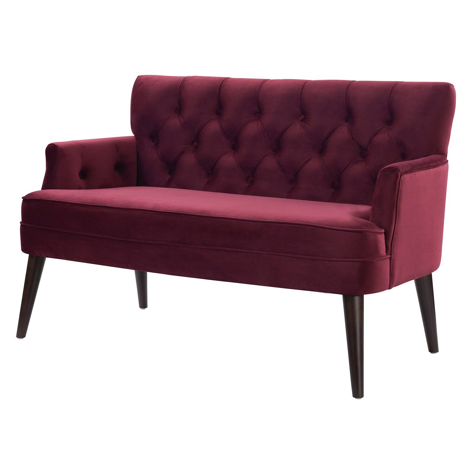 Jennifer Taylor Home Mia Button Tufted Recessed Arm Accent Settee Burgundy