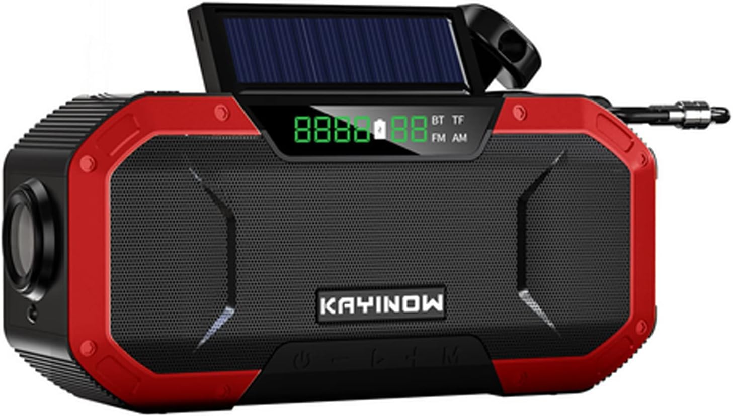 Emergency Radio,Geevorks Portable Hand Crank Radio/Dynamotor IPX6 Waterproof,Emergency BT Speaker with SOS Alarm,LED Light, Solar Charging, Hand Crank & Battery Operated, Red Pack of 2