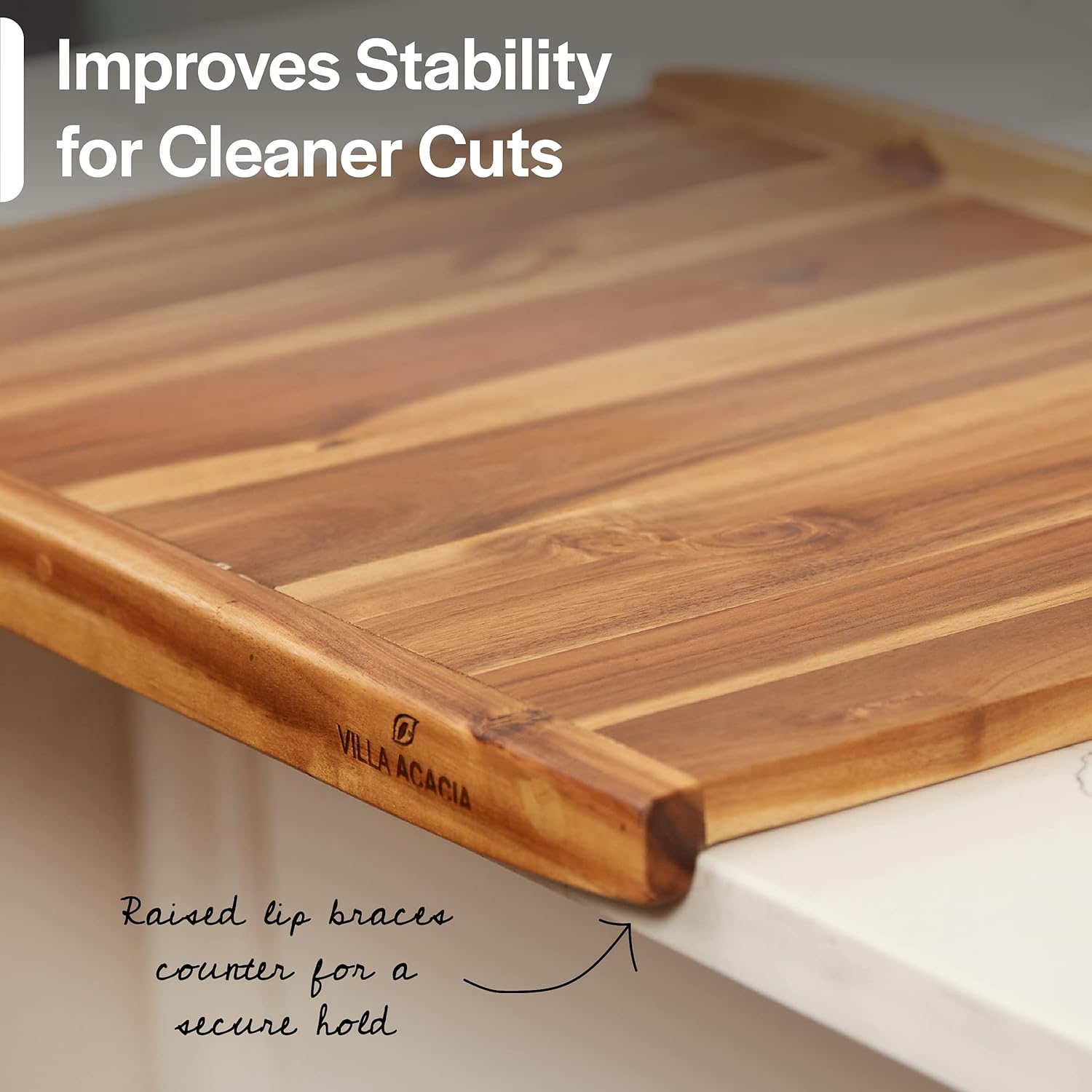 Villa Acacia Wood Pastry Board - Reversible Wooden Boards for Rolling, Cutting & Kneading Pack of 2