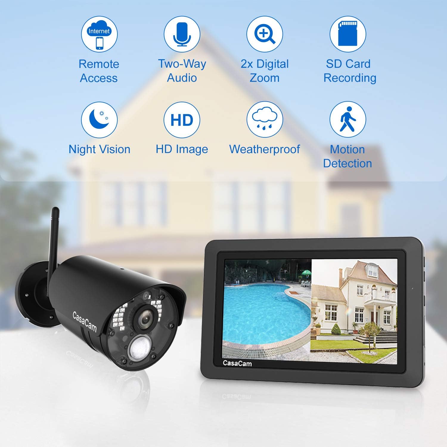 CasaCam VS802 Wireless Security Camera System with 7