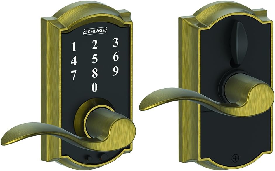 Schlage FE695 CEN 622 LAT Touch Century Latitude Lever Electronic Keyless Entry Lock, Matte Black