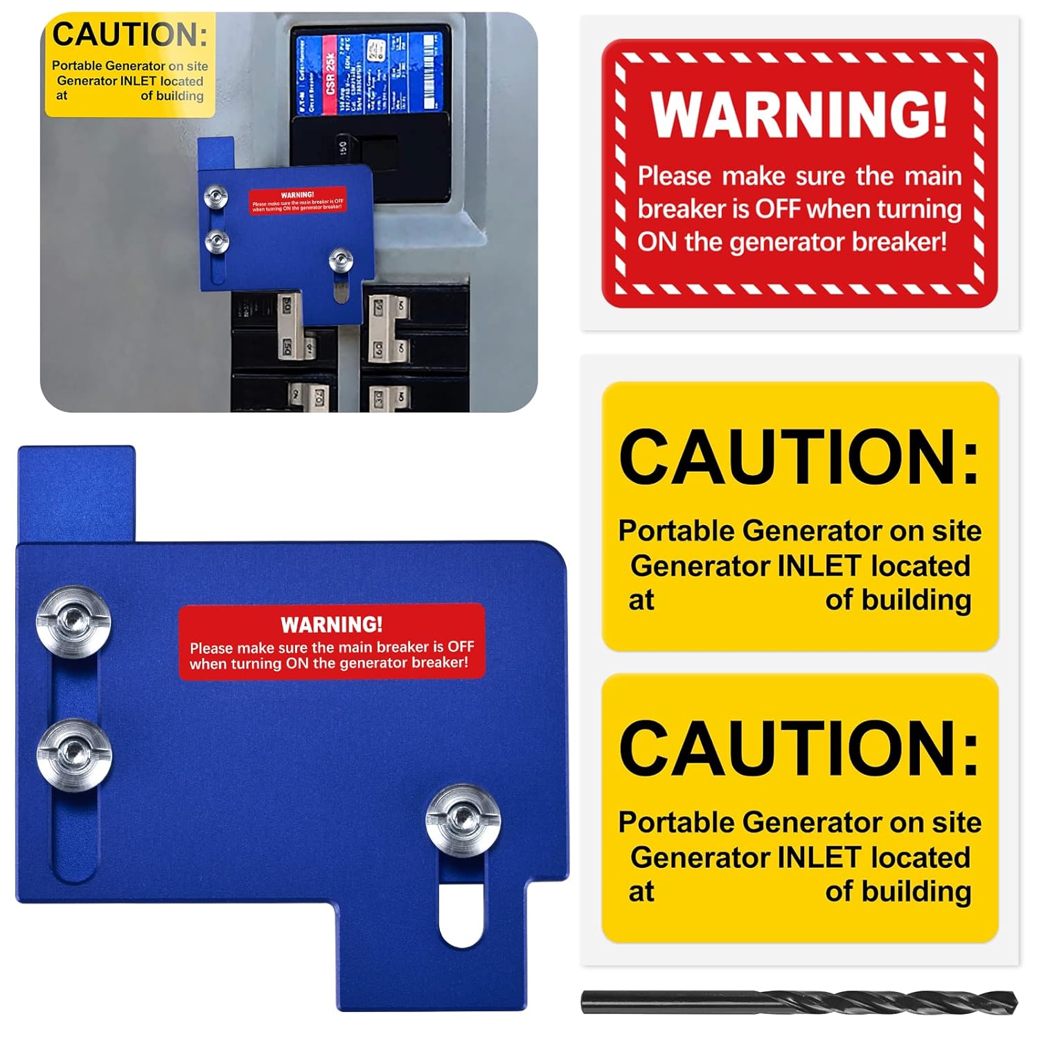 ACANORA Generator Interlock Kit Silver for Horizontal Only Main Cutler Hammer CH-Series 150 or 200 amp Panels, 1/2 Inch Spacing Between Main and Branch Breaker