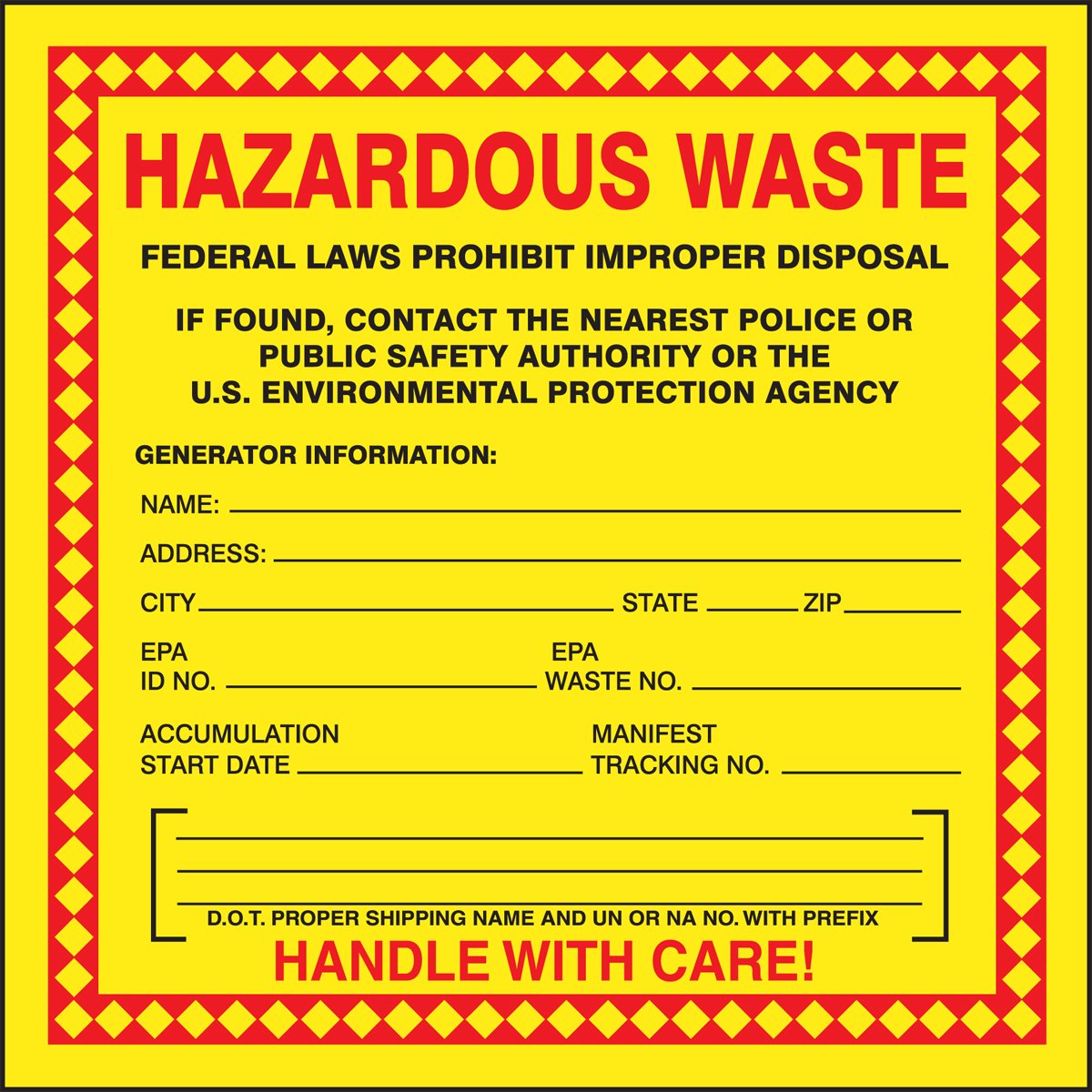 Accuform Hazardous Waste Adhesive-Poly Vinyl Label, Pack of 100, Legend