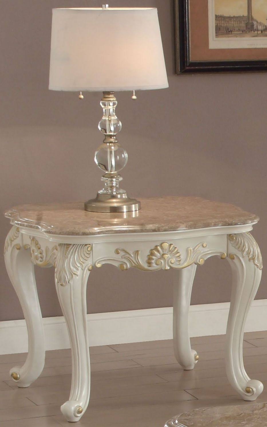Acme Furniture 83542 Chantelle End Table Top, Marble/Pearl