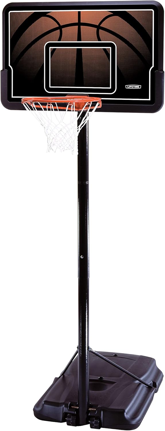 Height Adjustable Portable Basketball System, 44 Inch Backboard, Black/Orange