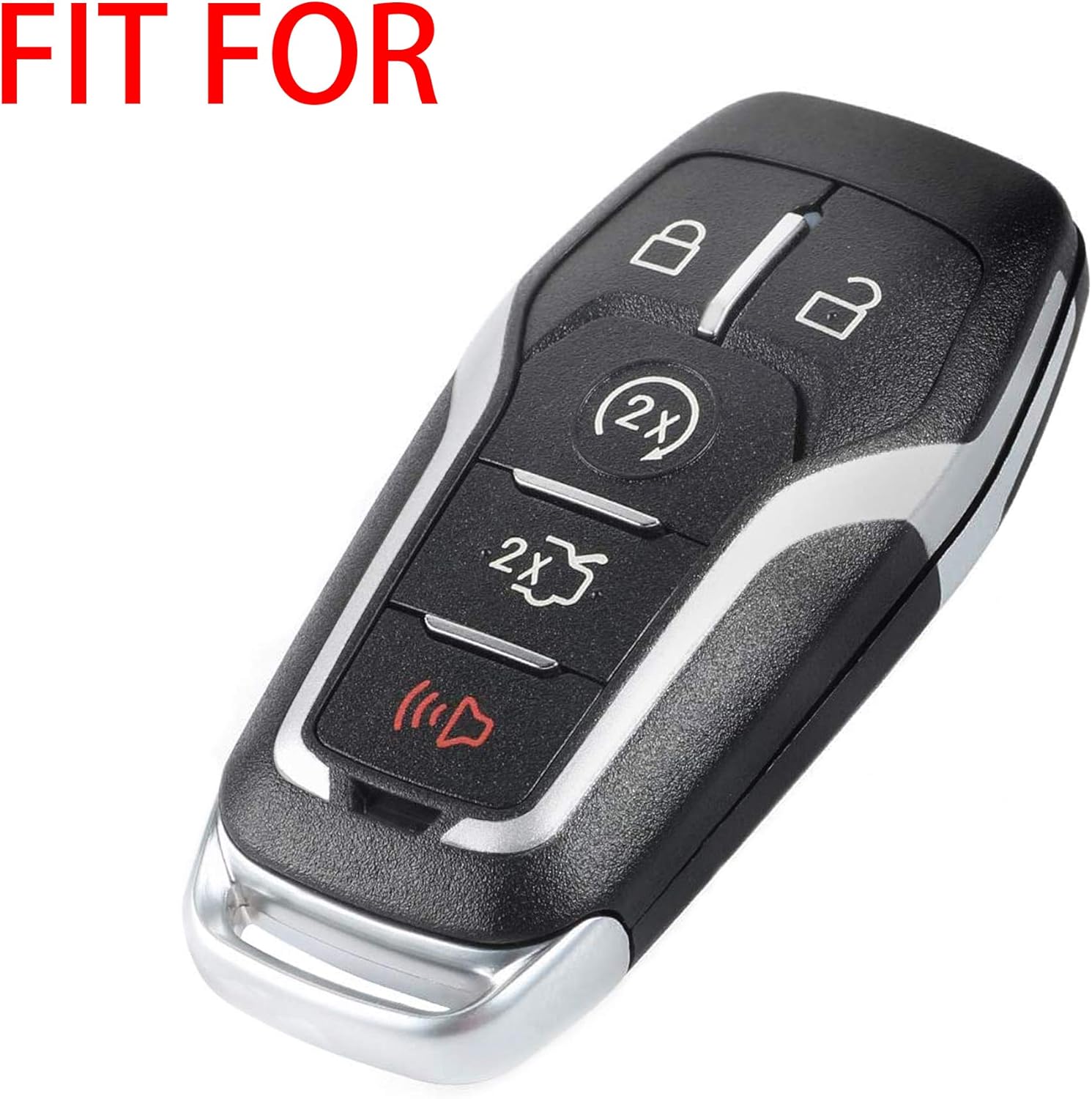 TOMALL 2Pcs Silicone 5 Buttons Smart Key Fobs for Ford Mustang Fusion Lincoln MKZ MKC Remote Covers Case Holder Glove Skin Car Key Accessories (Black)