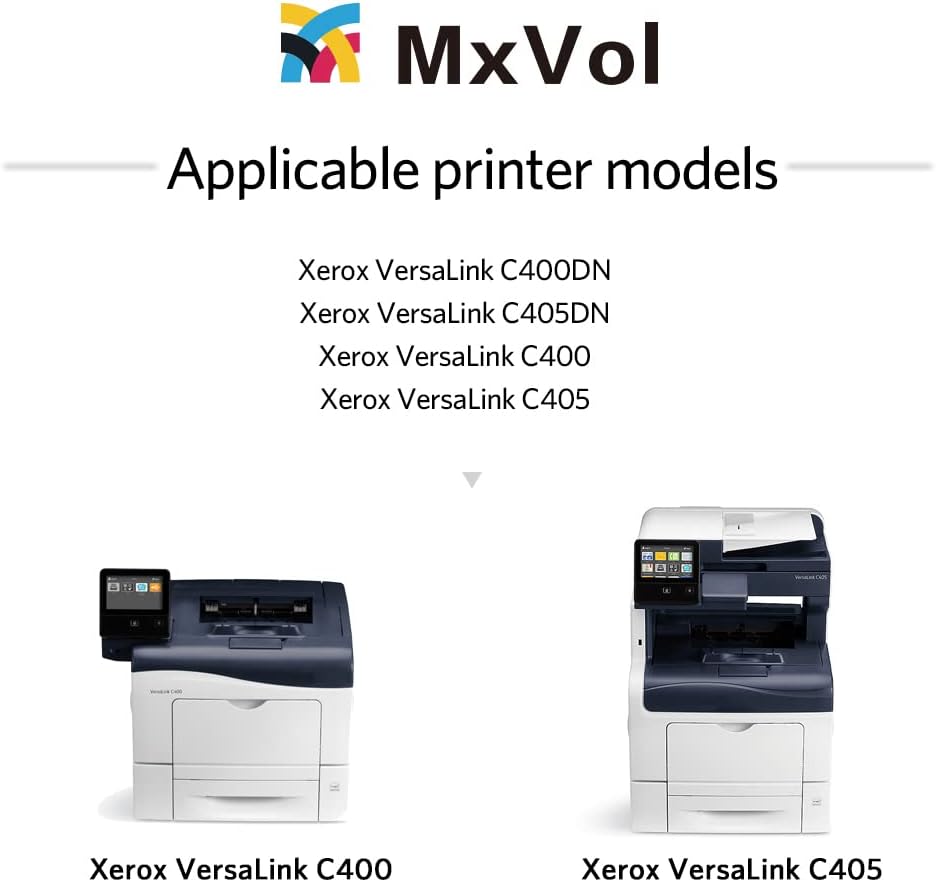 MxVol Remanufactured Toner Cartridges Replacement for Xerox C400 C405 4-Pack, High Yield Black 5,000 & Color 4,800 Pages use VersaLink C400DN C405DN Printer 106R03512 106R03514 106R03515 106R03513 Pack of 2