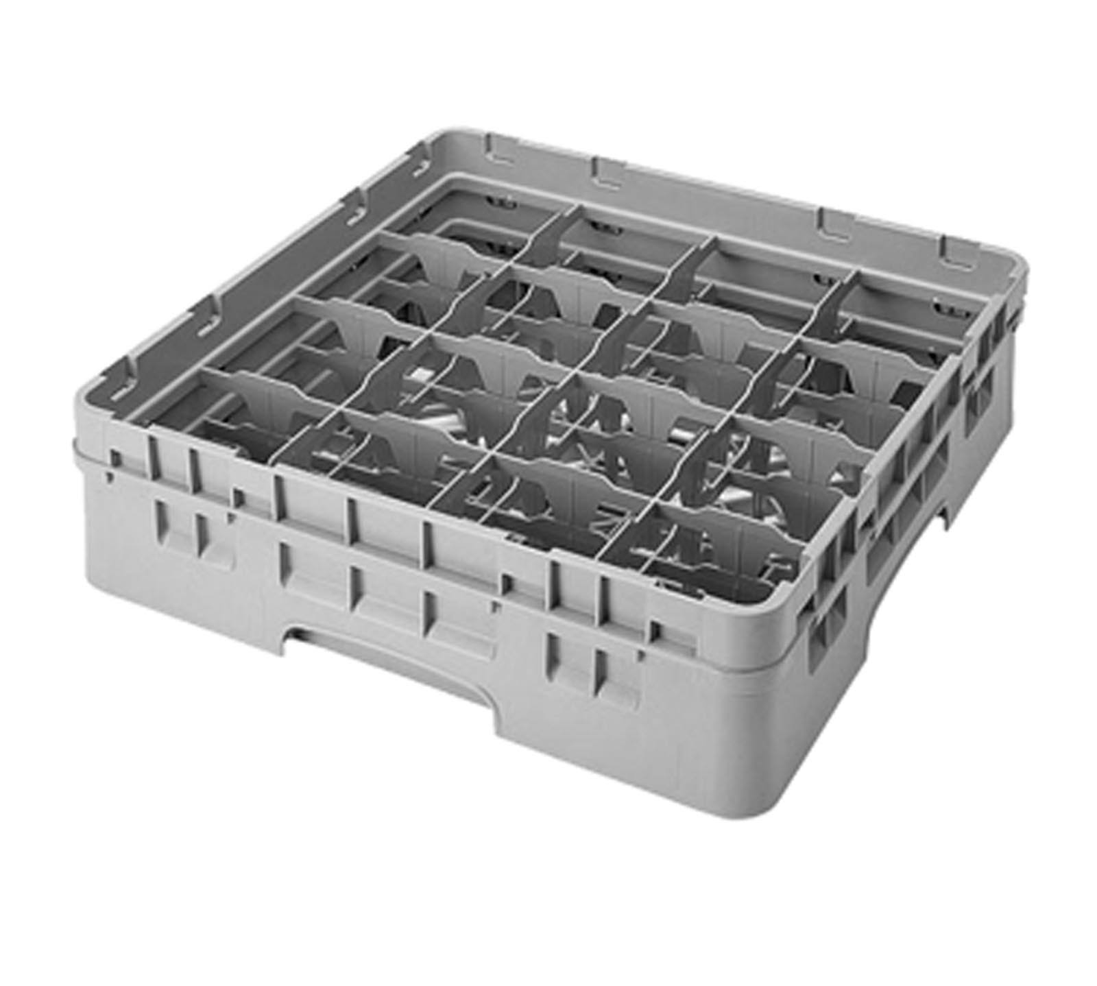 Cambro 16S418167 Camrack Soft Gray 16 Comp. Glass Rack with Extender